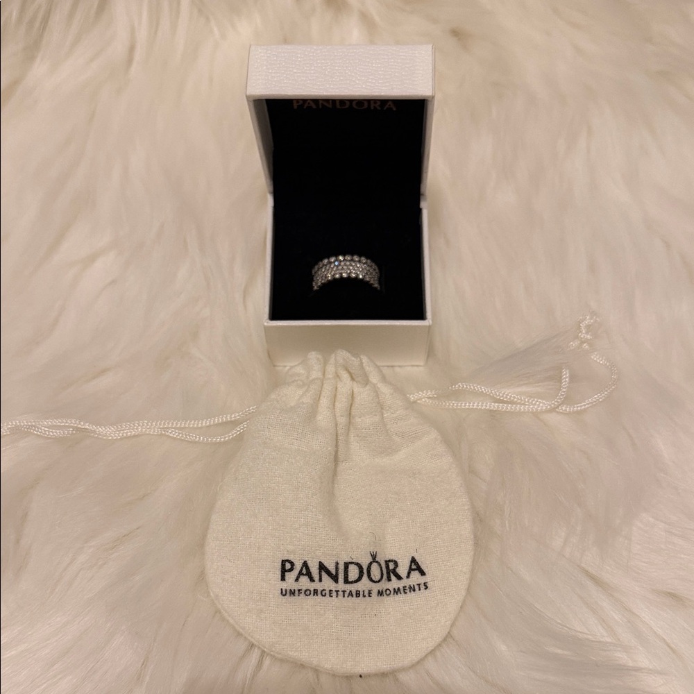 Authentic PANDORA 925 ale Pave Thick Lavish Sparkling Ring 196313CZ